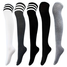5 Pairs Over Knee Thigh Socks Knee-High Sock High Thigh Stockings High B... - £21.20 GBP
