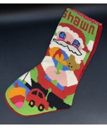 Shawn Handmade Needlepoint Christmas Stocking with Santa &amp; toys 17.5” - $17.81