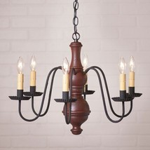 6-Arm Medium Chesterfield Wood Chandelier in Americana Red - £367.23 GBP