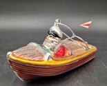 Vintage Dept. 56 Mercury Glass Santa Captain Chris Speed Boat Ornament 7... - £11.89 GBP