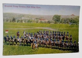 Mounted Troop Cavalry Fort Riley Kansas Birdseye View 1918 DB PC - $1.98