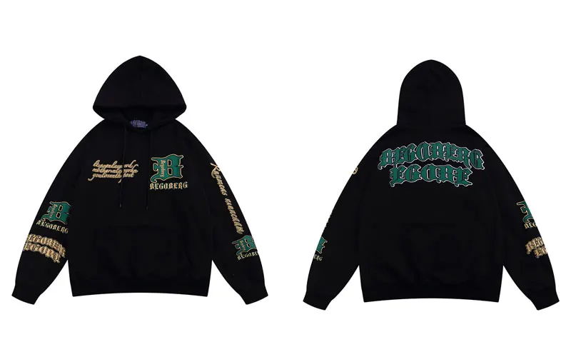 Mens Hip Hop Hoodie Sweatshirt Streetwear  Letter Print Fleece Hooded   Harajuku - £252.36 GBP