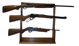 3 Gun Rack for Mantle, Trade Show or Wall - Walnut Finish - £95.41 GBP