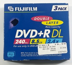 FUJIFILM 3 PACK  DVD+R DL 240min 8.5GB 2.4X  Recordable Double Layer Disc - £7.14 GBP