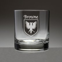 Browne Irish Coat of Arms Tumbler Glasses - Set of 4 (Sand Etched) - £53.68 GBP