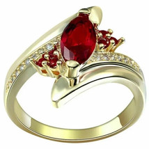 3Ct Marquise Cut Simulated Garnet Fancy Engagement Ring 14K Yellow Gold Plated - £45.89 GBP