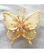 Elegant Monet Mid Century Modern Gold-tone Rhinestone Butterfly Brooch 1... - £9.83 GBP