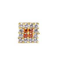 Indisch Quadratisch Nasen Ring Orange Cz Vergoldet Piercing Nasenstecker Push - £9.39 GBP