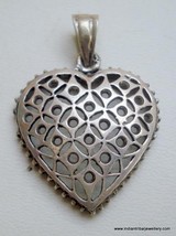 vintage antique sterling silver heart pendant necklace charm rajasthan i... - £61.72 GBP