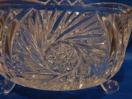 American Brilliant 3 Footed Deep Buzz Cuts Crystal Bowl  - £23.84 GBP