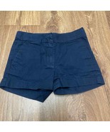 Crewcuts Girls Solid Navy Blue Cotton Chino Shorts Size 6 Adjustable Wai... - £18.93 GBP