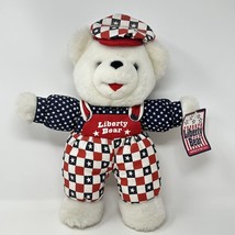 Dan Dee Liberty Bear Plush 1998 Patriotic USA Checkered Stars Stuffed Animal - £19.53 GBP