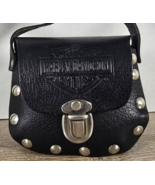 Harley Davidson Motorcycles Black Leather Mini Purse Satchel Bag Biker R... - $24.70