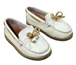 Boys White Loafers Size 21 or US 5.5 Genuine Leather Boat Shoes Slip-ons... - £9.05 GBP