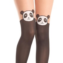 Panda Bear Pantyhose Faux Thigh Highs Design Two Toned Costume Hosiery 404 - £11.64 GBP