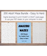 Amazing Mazes: 200 Printable Mazes for Adults From Easy to Hard with Sol... - $4.00