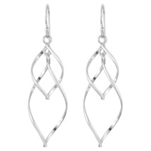 Stunning Twist of Interlocking Teardrops Mobile Sterling Silver Dangle Earrings - £11.62 GBP