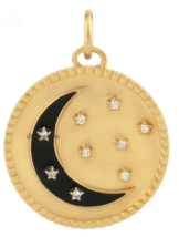 Round Charm Pendant 925 Silver Moon Charm Pendant Moissanite Crescent Moon Charm - £79.12 GBP
