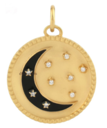 Round Charm Pendant 925 Silver Moon Charm Pendant Moissanite Crescent Mo... - £78.22 GBP