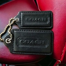 Coach Black Leather Hang Tags Fobs 2 in and 2.5 in Set of 2 For Replacement - £27.60 GBP