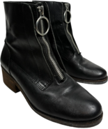 Lucky Brand women&#39;s Tibly Black Leather Front Zipper Ankle Boot size 8M - €32,48 EUR