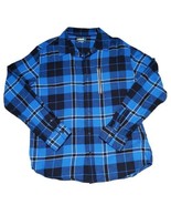 Tony Hawk Men&#39;s Size L Blue Plaid Flannel Button Up Long Sleeve Shirt - £16.96 GBP