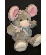 VTG Commonwealth Gray Pink Mouse Plush Stuffed Animal Toy 1991 Floral Bo... - $30.00