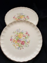 Lot Antique 4pc W.S. George Bolero China Dinner Plates Floral Gold Trim 9.25&quot; - £33.05 GBP