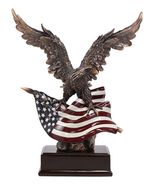 Ebros Large 14.5&quot; Tall Bald Eagle Perching On American Flag Figurine Wit... - €148,42 EUR