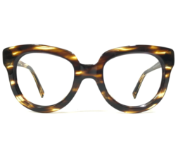 Warby Parker Eyeglasses Frames Banks 256 Brown Striped Horn Round 52-21-145 - £51.39 GBP