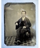 Antique CDV Tintype Photo 1860s Young Man Dapper in Victorian Era Dress ... - £12.63 GBP