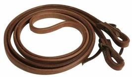 Western Saddle Horse Dark oil Leather 8&#39; 1 pc Rein w/ Leather tie Bit Ends - $22.90