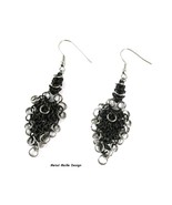 Black &amp; Silver Unique Earrings Women&#39;s Chainmail FUN Statement Chains Je... - £19.85 GBP+