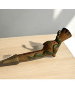 Vintage AZTEC MAYAN POTTERY FLUTE SERPENT Head terra-cotta clay Snake - $34.85