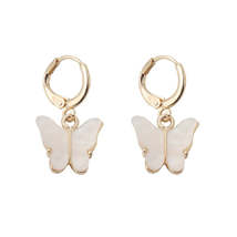 White Acrylic &amp; 18K Gold-Plated Butterfly Drop Earrings - £10.22 GBP