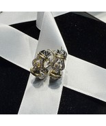 David Yurman Sterling Silver &amp; 18K Gold Buckle Diamond Earrings Vintage - $2,747.03 CAD