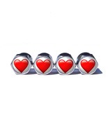 Red Heart Emoji Tire Valve Stem Caps - Chrome Coated - Set of Four - £9.37 GBP