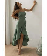 Sage Green High-low Prom Dresses with Ruffles Skirt - £137.83 GBP