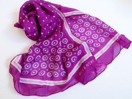 VTG Givenchy Made in Japan Polka Dot Circle Pattern Purple Long Scarf  46 x15 - £47.48 GBP