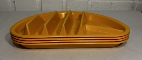 (4) Fiesta Taco Plates Microwave Dishwasher Safe Dark Yellow BPA Plastic Plates - $15.68