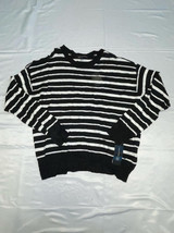 $80 Inc International Concepts Striped Cold-Shoulder Sweater Black Size Large - £12.07 GBP