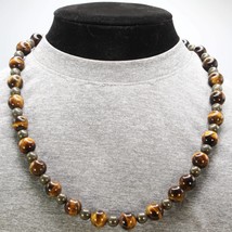 Genuine Tiger Eye and Pyrite Necklace - Gift for Men/Women - 10mm and 6mm Beaded - £31.45 GBP