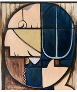 Original Painting for Sale American Gothic Unique Cubist Art Farmer Wife... - $1,200.00