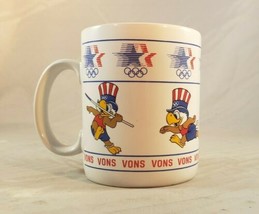 1984 Los Angeles Olympic Coffee Mug Sam the Olympic Eagle Track Discus Vons - £6.98 GBP