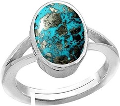 Certified Irani Turquoise firoza 7.50 Carat 92.5 Sterling Silver Ring for Men&#39;s - £62.73 GBP