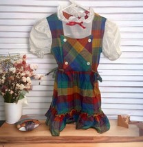 Sharlyn Vintage Girls SIZE 6x Dress multicolor rainbow bows ruffles - $34.65