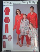 Simplicity R10394 Child Teen &amp; Adult Loungewear, Pajamas Sz XS-L, XS-XL  Uncut - £7.97 GBP
