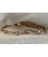 Bracelet 3 Bangles Designer RJ Graziano Rose Gold Color with Rhinestones... - $467.10 MXN