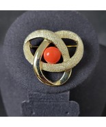 Atomic Sarah Coventry Signed Coral Orbit  Modernist Brooch Pin Orange Go... - $14.85 CAD