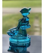 Vintage LE Smith Blue Girl Geese Paperweight Figurine Art Glass Bookend - $748.30 MXN